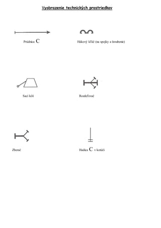 Vyobrazenie technických prostriedkov
Prúdnica C Hákový kľúč (na spojky a šroubenie)
Sací kôš Rozdeľovač
Zberač Hadica C v kotúči
 