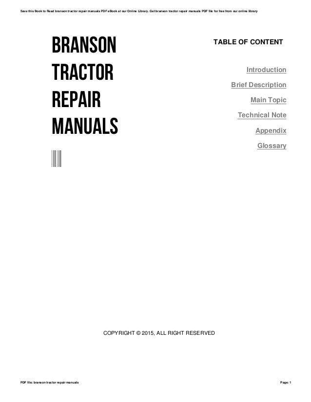 Branson tractor repair manuals