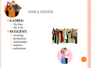 SIMULATIONS GAMES:  The Sims The Urbz SUGGEST:   sociology dysfunction relationships romance architecture 
