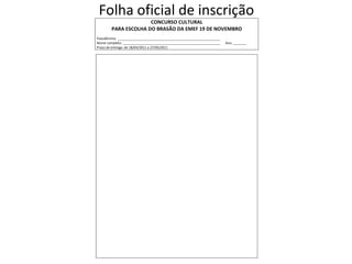 Folha oficial de inscrição 