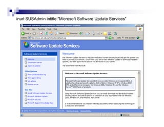 inurl:SUSAdmin intitle:"Microsoft Software Update Services"
 