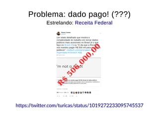 Problema: dado pago! (???)Problema: dado pago! (???)
Estrelando:Estrelando: Receita FederalReceita Federal
https://twitter.com/turicas/status/1019272233095745537
 