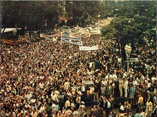 Reforma Agrária = democratizar o acesso à terra; Reforma Tributária = menor desigualdade na divisão social dos encaros fiscais; Reforma Urbana = combate a pobreza nas cidades; Reforma Bancária = acesso ao crédito; Reforma Educacional = valorização o ensino público em todos os níveis. REAÇÃO: Marcha da Família com Deus pela Liberdade – 400 mil pessoas (donas de casa, freiras, padres) foi a carta branca para que as forças conservadoras civis e militares consolidassem sua organização. 