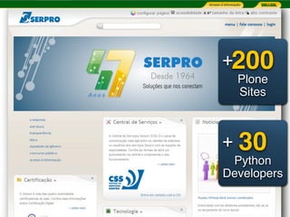 +200
    Plone
    Sites



+   30
 Python
Developers
 