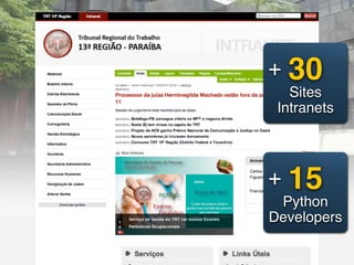 +   30
   Sites
 Intranets



+   15
 Python
Developers
 
