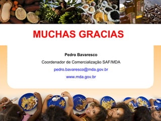 MUCHAS GRACIAS
Pedro Bavaresco
Coordenador de Comercialização SAF/MDA
pedro.bavaresco@mda.gov.br
www.mda.gov.br

 