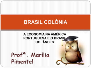 A ECONOMIA NA AMÉRICA
PORTUGUESA E O BRASIL
HOLÂNDES
BRASIL COLÔNIA
 