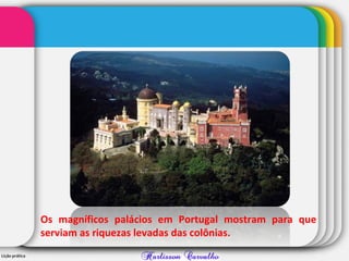 Os magníficos palácios em Portugal mostram para que
serviam as riquezas levadas das colônias.
 