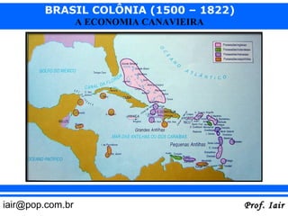 BRASIL COLÔNIA (1500 – 1822)
                  A ECONOMIA CANAVIEIRA




iair@pop.com.br                           Prof. Iair
 