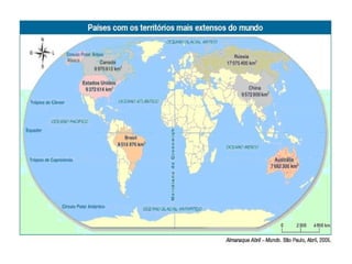 Totalmente localizado no hemisfério ocidental (oeste do Meridiano de Greenwich) e possui terras no hemisfério norte (7%) e maior parte no hemisfério sul (93%) 