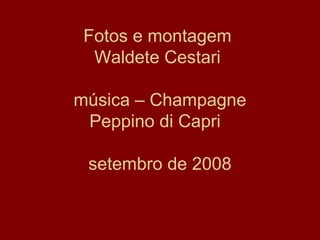 Fotos e montagem
Waldete Cestari
música – Champagne
Peppino di Capri
setembro de 2008
 