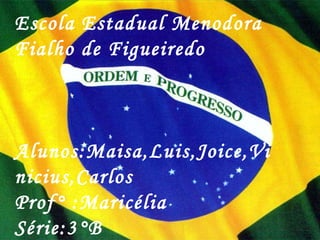 Escola Estadual Menodora Fialho de Figueiredo Alunos:Maisa,Luis,Joice,Vinicius,Carlos Prof° :Maricélia Série:3°B 