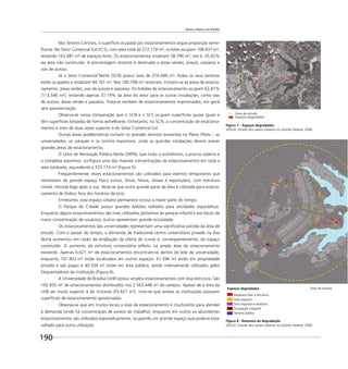 Vazios urbanos em Brasília
190
Figura 8 - Natureza da degradação
SEDUH, Estudo dos vazios urbanos no Distrito Federal, 2006.
Nos Setores Centrais, a superfície ocupada por estacionamentos segue proporção seme-
lhante. No Setor Comercial Sul (SCS), com área total de 272.118 m², os lotes ocupam 108.437 m²,
restando 163.681 m² de espaços livres. Os estacionamentos totalizam 58.796 m², isto é, 35,92%
da área não construída. A porcentagem restante é destinada a áreas verdes, praças, passeios e
vias de acesso.
Já o Setor Comercial Norte (SCN) possui área de 274.949 m². Todos os seus terrenos
estão ocupados e totalizam 94.181 m². Nos 180.768 m² restantes, incluem-se as áreas de estacio-
namento, áreas verdes, vias de acesso e passeios. Os bolsões de estacionamento ocupam 62,81%
(113.546 m²), restando apenas 37,19% da área do setor para as outras instalações, como vias
de acesso, áreas verdes e passeios. Trata-se também de estacionamentos improvisados, em geral
sem pavimentação.
Observa-se nessa comparação que o SCN e o SCS ocupam superfícies quase iguais e
têm superfícies loteadas de forma semelhante. Entretanto, no SCN, a concentração de estaciona-
mentos é mais de duas vezes superior à do Setor Comercial Sul.
Outras áreas problemáticas incluem os grandes recintos existentes no Plano Piloto – as
universidades, os parques e os centros esportivos, onde as grandes instalações devem prever
grandes áreas de estacionamento.
O Setor de Recreação Pública Norte (SRPN), que inclui o autódromo, a piscina coberta e
o complexo esportivo, conﬁgura uma das maiores concentrações de estacionamentos em toda a
área tombada, equivalente a 333.174 m² (Figura 5).
Frequentemente, esses estacionamentos são utilizados para eventos temporários que
necessitam de grande espaço físico (circos, feiras, festas, shows e exposições), com estrutura
móvel, retirada logo após o uso. Nota-se que outra grande parte da área é utilizada para estacio-
namento de ônibus fora dos horários de pico.
Entretanto, esse espaço urbano permanece ocioso a maior parte do tempo.
O Parque da Cidade possui grandes bolsões voltados para atividades esporádicas.
Enquanto alguns estacionamentos são mais utilizados (próximos ao parque infantil e aos locais de
maior concentração de usuários), outros apresentam grande ociosidade.
Os estacionamentos das universidades representam uma signiﬁcativa parcela da área de
estudo. Com o passar do tempo, a demanda de tradicional centro universitário privado na Asa
Norte aumentou em razão da ampliação da oferta de cursos e, consequentemente, do espaço
construído. O aumento da estrutura universitária reﬂetiu na ampla área de estacionamento
existente. Apenas 6.621 m² de estacionamentos encontram-se dentro do lote da universidade,
enquanto 101.903 m² estão localizados em outros espaços: 61.596 m² estão em propriedade
privada e são pagos e 40.334 m² estão em área pública, sendo intensamente utilizados pelos
frequentadores da instituição (Figura 6).
A Universidade de Brasília (UnB) possui amplos estacionamentos com boa estrutura. São
192.835 m² de estacionamentos distribuídos nos 2.563.448 m² do campus. Apesar de a área da
UnB ser muito superior à do Uniceub (55.621 m²), nota-se que ambas as instituições possuem
superfícies de estacionamento aproximadas.
Observa-se que em muitos locais a área de estacionamento é insuﬁciente para atender
à demanda (onde há concentração de postos de trabalho), enquanto em outros os abundantes
estacionamentos são utilizados esporadicamente, ocupando um grande espaço que poderia estar
voltado para outra utilização.
Figura 7 – Espaços degradados
SEDUH, Estudo dos vazios urbanos no Distrito Federal, 2006
Espaços degradados
Resíduos (lixo e entulho)
Solo exposto
Solo exposto e resíduos
Ocupação irregular
Terreno baldio
Área de estudo
Área de estudo
Espaços degradados
 