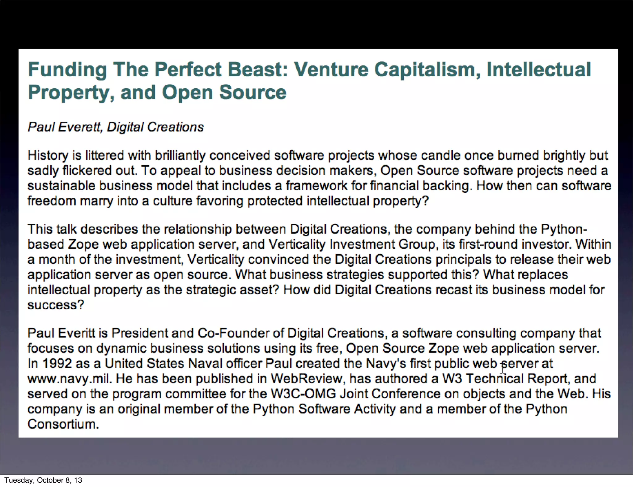 Tuesday, October 8, 13
 