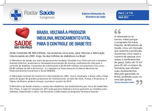 Brasil voltará a produzir insulina, medicamento vital para Brasil voltará a produzir insulina, medicamento vital para