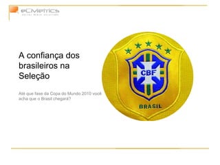 A confiança dos brasileiros na Seleção Até que fase da Copa do Mundo 2010 você acha que o Brasil chegará? 