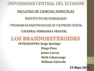 UNIVERSIDAD CENTRAL DEL ECUADOR
FACULTAD DE CIENCIAS AGRICOLAS
INSTITUTODEPOSGRADO
I PROGRAMADEMAESTRIAENSUELOSYNUTRICIÓNVEGETAL
 
