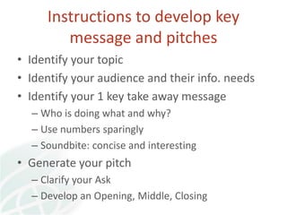 Key messaging and pitching for impact at Global Soil Week 2015