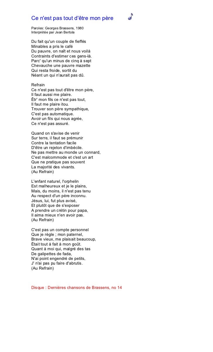 Paroles De Georges Brassens Pour Me Rendre à Mon Bureau