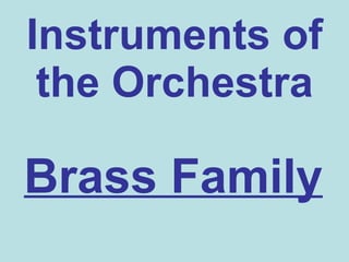 Instruments of the Orchestra Brass Family   