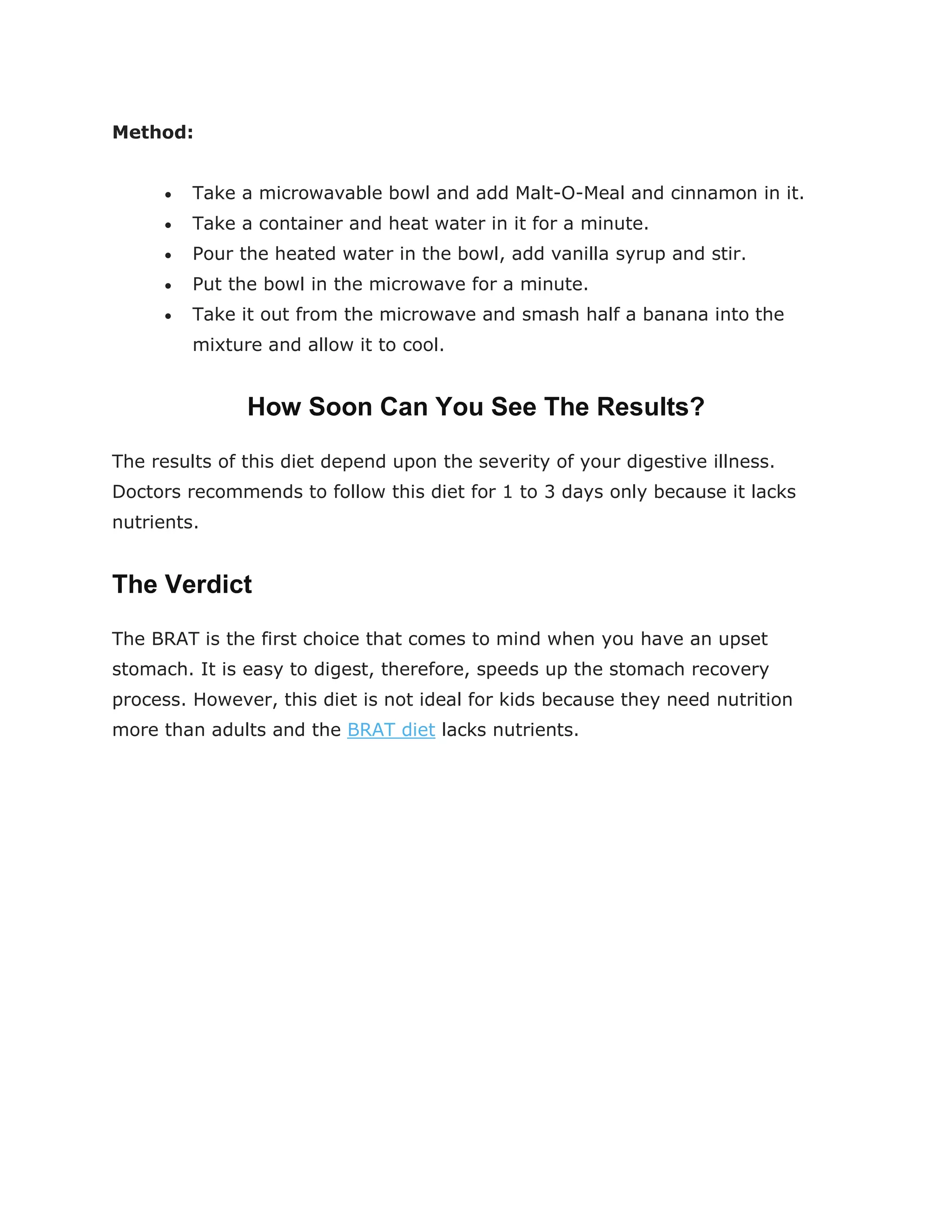 What Is The BRAT Diet? | PDF