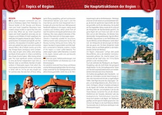 10

FREIZEIT
NACHTLEBEN
SHOPPING
GASTRONOMIE
UNTERKUNFT
VERANSTALTUNGSKALENDER

karpatenregion oder an die Kleinkarpaten –Weinberge
entsinnen sich die meisten an sonnenüberflutete Hänge, die dank der spezifischen Eigenschaften der Erde
wie geschaffen sind für den Weinanbau. Die Qualität
des hier hergestellten Weines wurde seit eh und je auf
den Königshöfen der Nachbarsländer gerühmt. Die
ganze Region lebt auch heute noch aktiv mit dem
Wein und von dem Weinanbau. Die Weinlese Feste,
Weinhersteller -Prestigewettbewerbe, Tage der offenen
Weinkeller, Degustationen so wie Feierlichkeiten des“
Tag des Weinbau und des Weinpatrons Sankt Urban“
sind die Höhepunkte der Bemühungen der Winzer
über das ganze Jahr. Die freien Königlichen Städte
Pezinok, Svätý Jur und Modra gehören zu den bedeutendsten Zentren des Weinbaus.
Die Region „Podunajsko“ verfügt über große
Wasserflächen, die zu den beliebten Sommerurlaubszielen gehören. Die „Slnečné Jazerá“ (Sonnenseen) bei der Stadt Senec mit 116 ha Fläche
gehören zu den meistbesuchten.
Auch die Liebhaber des Pferdesports, des Fliegens,
Paraglidings oder des Golfs finden hier genügend
Möglichkeiten. Für die „Fahrradbegeisterten“ bietet
sich hier die Europaweit bekannteste und meistbefahrene Internationale Donau Radstrecke.
Die Tradition des gepflegten alten Handwerks – vor
allem des Schmiedens und der Holzschnitzerei, locken viele internationale Künstler zu regelmäßigen
Treffen. Viele Pilger besuchen die „Podunajsko“ –Region, um die heilige Madonna des „Žitný Ostrov“ zu
sehen. Die Region „Záhorie“ ist beliebt und bekannt
für die Jägerei, die Fischerei, den Reitsport und für
viele Rad-, Wander- und Lehrpfade in die Aue des
Flusses Morava. Sie können hier z.B. den ältesten
Wallfahrtsort der Slowakei „Marianka“, oder das
Anabaptistische Freilichtmuseum besuchen.
Heute noch werden in der Region die Traditionen
gepflegt und der typische Dialekt gesprochen. Das
Zentrum der Region ist die Stadt Malacky. Beliebte
Touristenziele sind z.B. die Ruinen der Burgen in der
Kleinkarpatenregion.

MUSEEN &
GALERIEN

sports flying, paragliding, golf and cyclotourism
(international Danube cyclo route is one the
most famous and the most frequented one in
Europe) will come into their own. Well preserved
handicraft traditions in this region, mainly wood
sculptury and smithery, attract artists from all
over the world to visit regular performances and
meetings. Also many pilgrims-devotees of Madonna of Rye Island aim to Podunajsko region.
Záhorie is especially suitable for excursions,
walking tourism and cyclotourism by the river
Morava, hunting, fishing and horse riding. The
region has kept its typical dialect and folk traditions connected to Hutterite ceramics. Centre
of the region is a town called Malacky. The
oldest pilgrim place called Marianka is located
in this region. Several castle ruins are favourite
tourist destinations.
Dank der guten Verkehrsverbindungen sind
Sie im Handumdrehen von Bratislava aus in der
Bratislavaregion.
Die natürliche Grenze der Flüsse Donau und Morava
und das Kleinkarpatengebirge haben hier eine einzigartige Landschaft für die Freizeitgestaltung und für
aktive Erholung geschaffen. Denkt man an die Klein-

ATTRAKTIVITÄTEN

Die Region

By good transport connection you can
arrive to Bratislava region from Bratislava city.
Natural border of the Danube and Morava
rivers and Small Carpathian Mountains have
created unique locality to spend free time and
active relax. When we say Small Carpathian
region and Small Carpathian wine area, we can
imagine sunny hillsides of Small Carpathians, the
ideal place for grapery already for ages. Thanks to
good location of vineyards and specific soil characteristics, the reputation of excellent quality of
wine was spread into royal courts and countries
around. Wine is life of whole country up to this
day. Vintage feasts, prestigious wine competitions, days of open wine cellars, wine tastings
and feasts of wine patron St. Urban is something
like a finale of wine makers´ effort during whole
year. The most significant centres connected
to wine are former independent royal cities as
Pezinok, Svätý Jur and Modra. Number of water
surfaces in Podunajsko region, from which the
most popular and attractive one are Sunny lakes
in Senec with its 116 ha, are very sought out
for summer relax. But also fans of horse riding,

NÜTZLICHE
INFORMATIONEN

REGION

Die Hauptattraktionen der Region

TYPISCHES über
BRATISLAVA

TYPICAL
BRATISLAVA

USEFUL
INFORMATION

TIPS FOR
SIGHTSEEING

MUSEUMS &
GALLERIES

CALENDAR
EVENTS

ACCOMMODATION

GASTRONOMY

SHOPPING

NIGHT LIFE

LEISURE
TIME

Topics of Region

11

 