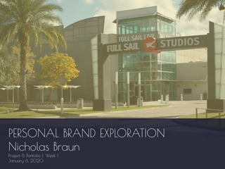 PERSONAL BRAND EXPLORATION
Nicholas Braun
Project & Portfolio I: Week 1
January 6, 2020
 
