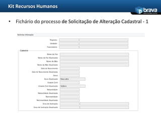 Kit Recursos Humanos
                                                             www.bravatec.com.br




• Fichário do processo de Solicitação de Alteração Cadastral - 1
 