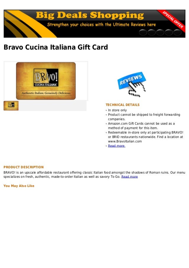 Bravo cucina italiana gift card