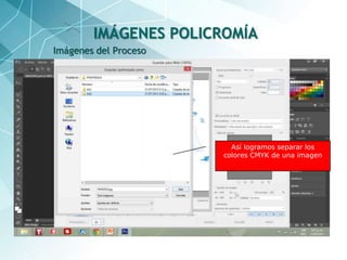37
Imágenes del Proceso
IMÁGENES POLICROMÍA
Así logramos separar los
colores CMYK de una imagen
 