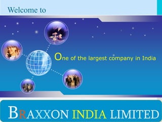 LOGO
LOGO
One of the largest company in India
BRAXXON INDIA LIMITED
Welcome to
 