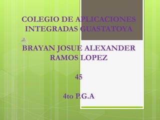 COLEGIO DE APLICACIONES INTEGRADAS GUASTATOYABRAYAN JOSUE ALEXANDER RAMOS LOPEZ454to P.G.A 