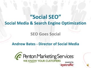 “ Social SEO” Social Media & Search Engine Optimization SEO Goes Social Andrew Bates - Director of Social Media 