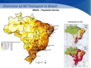 Overview of Air Transport in Brazil 
BRAZIL – Population density 
Anthropization (in red) 
1950- 
1960 
1997- 
2004 
 
