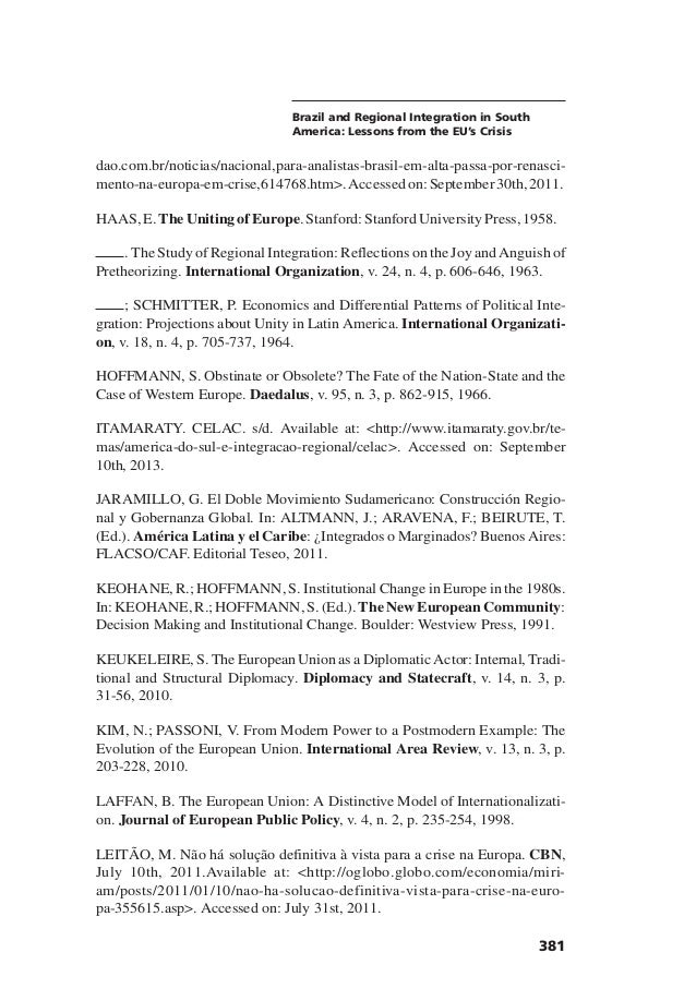 Brazil And Regional Integration In South America Lessons From The Eu