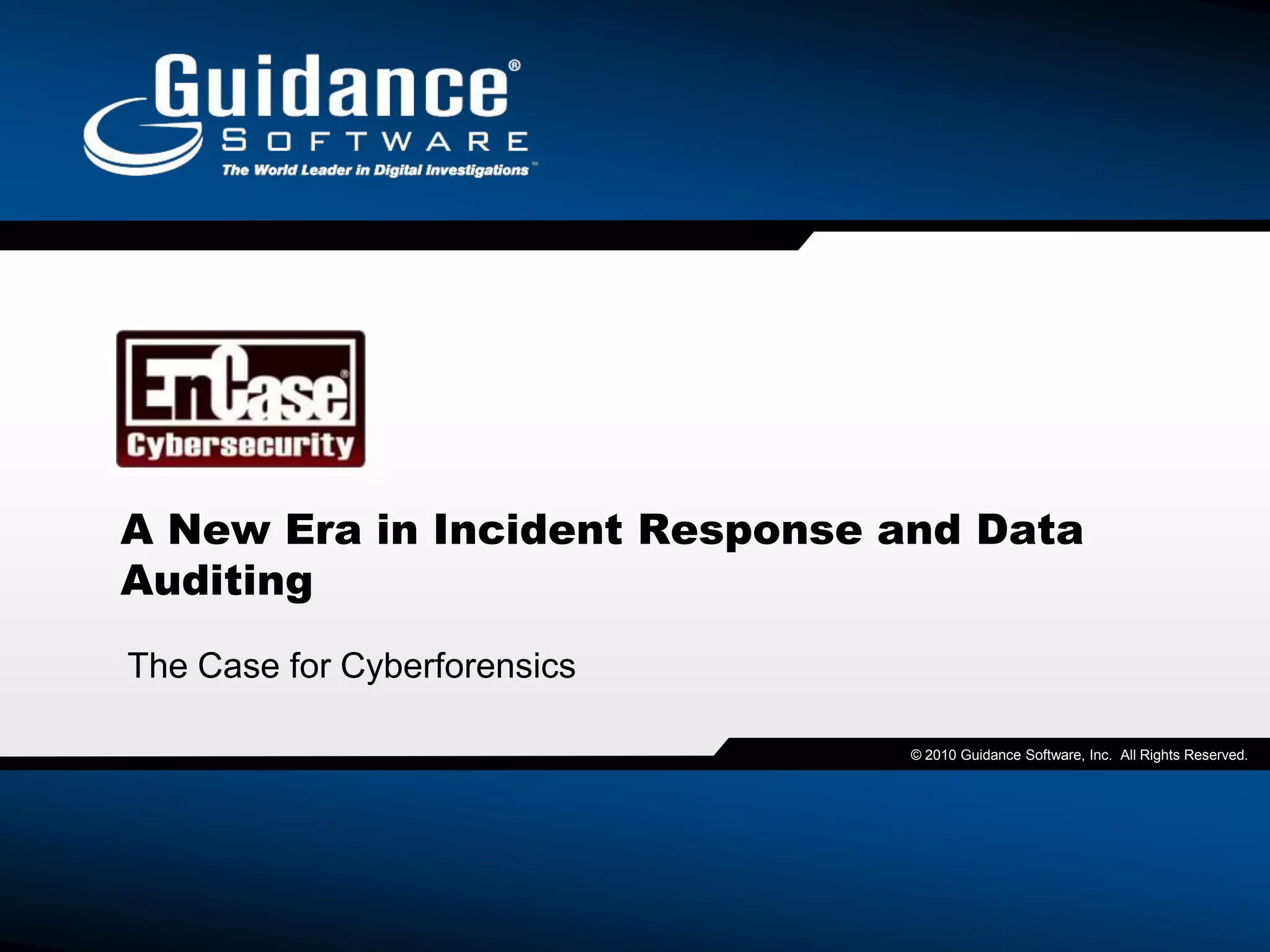 A New Era in Incident Response and Data AuditingThe Case for Cyberforensics