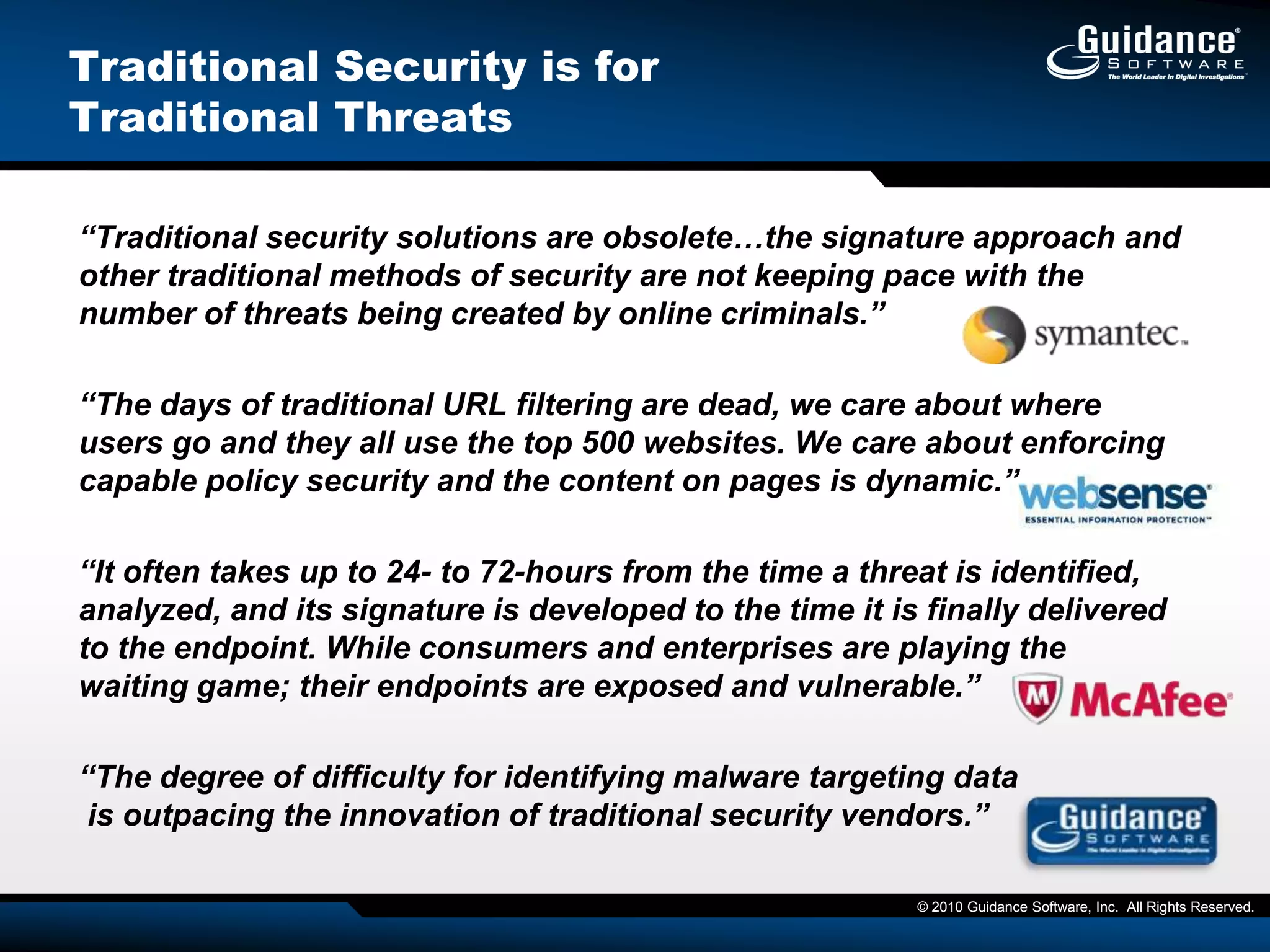 22% Increase in Credit Card FraudVerizon Data Breach ReportAnalysis of over 500 e-forensics audits:73%  resulted from external sources