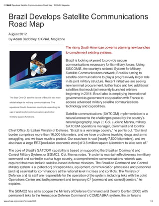 Brazil develops satellite communications road map   signal magazine