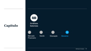 McKinsey & Company 167
Capítulo
Mercado
Financeiro
Saúde GovernoEducação
A B C D
Análises
Setoriais
 