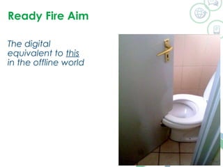 Ready Fire Aim 
The digital 
equivalent to this 
in the offline world 
 