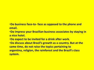Brazil's Cultural communication for business meetings. | PPTX