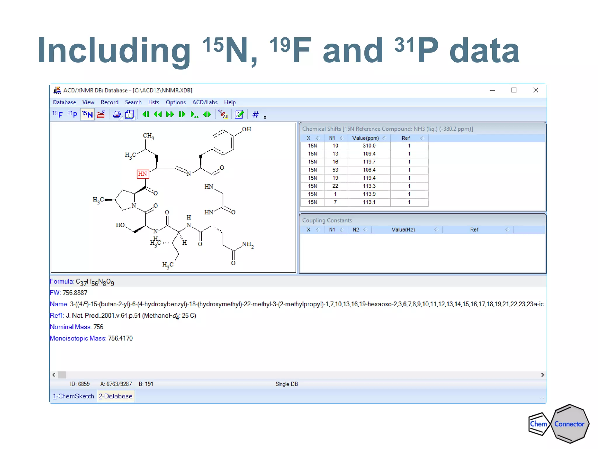 Including 15
N, 19
F and 31
P data
 
