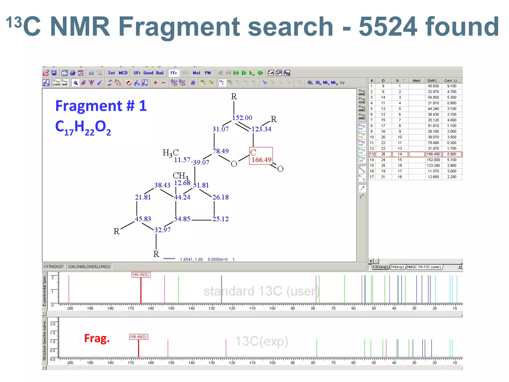 13
C NMR Fragment search - 5524 found
Exp.
Frag.
Fragment # 1
С17Н22О2
 