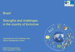 Brazil
Strengths and challenges
in the country of tomorrow
Latin American and Caribbean Unit
OECD Development Centre
ESSEC Business School
Paris. November 13, 2014
 
