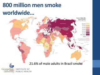 800 million men smoke
worldwide…




         21.6% of male adults in Brazil smoke
 