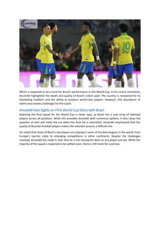 Brazil Vs Haiti Tickets Ancelotti Begins Defining Brazil World Cup Team ...