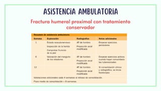 Asistencia ambulatoria
Fractura humeral proximal con tratamiento
conservador
 