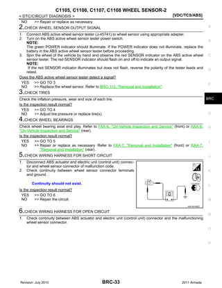 Sensor Code C1107 2011 Armada BRAKE CONTROL SYSTEM SERVICE MANUAL | PDF