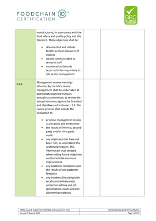 Brc auditor check list | PDF