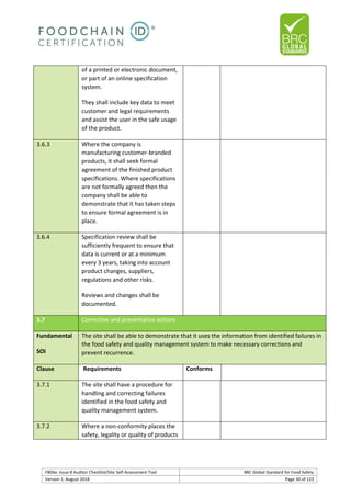 Brc auditor check list | PDF